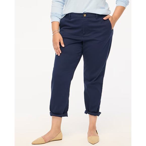NWT J.Crew Factory High-Rise Straight Leg Girlfriend Chino Pant In Navy Size 16 - Picture 8 of 9